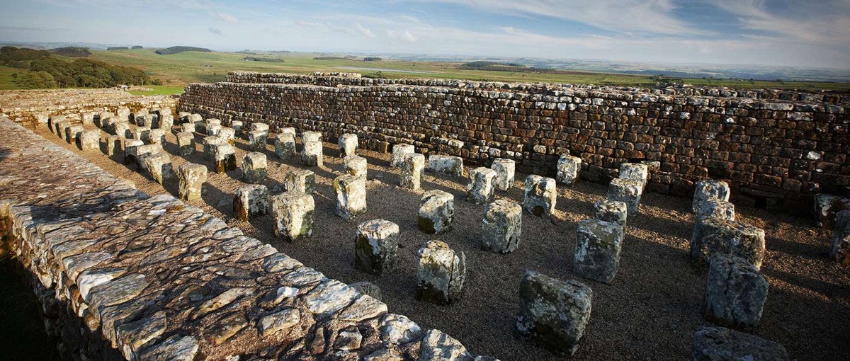 The excavated stone granaries at Housesteads Roman Fort